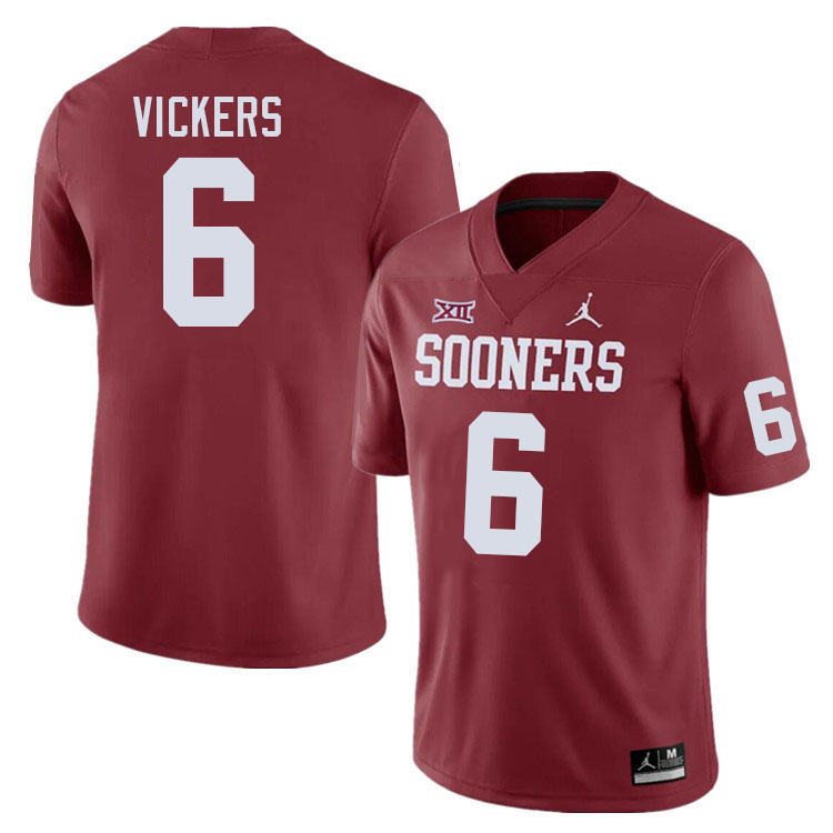Oklahoma Sooners #6 Makari Vickers College Football Jerseys Stitched-Crimson